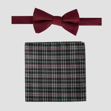 Men's Plaid Hubs Bowtie And Pocket Square Set - Goodfellow & Co