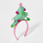 Girls' Glitter Pom Christmas Tree Headband - Cat & Jack Green