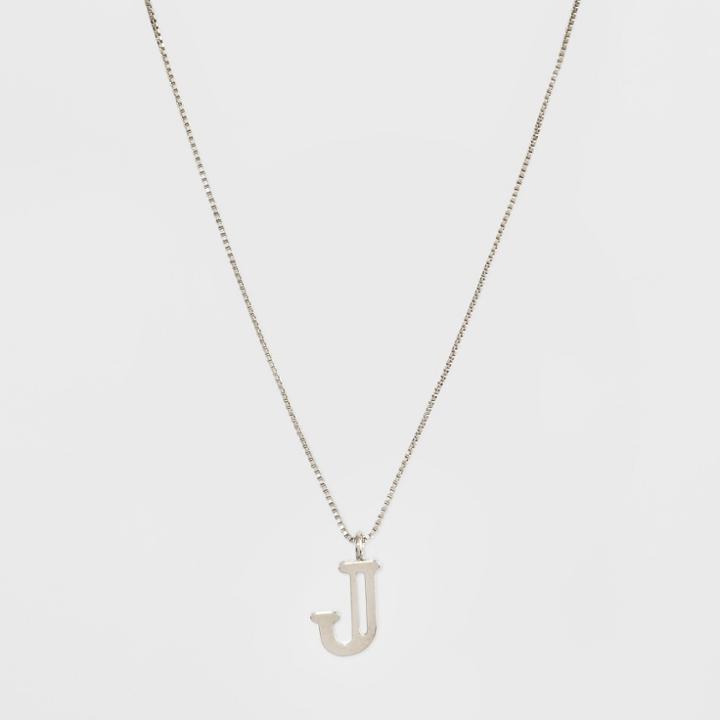 Silver Plated Initial J Pendant Necklace - A New Day Silver,