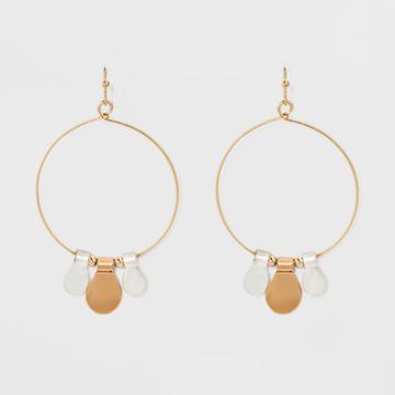 Paddle Shape Castings Wire Hoop Earrings - Universal Thread Gold,