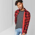 Men's Checkered Long Sleeve Woven Button-down Shirt - Original Use Red