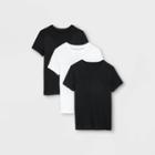 Women's Short Sleeve Slim Fit 3pk Bundle T-shirt - A New Day Black/black/white