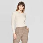 Women's Regular Fit Long Sleeve Crewneck T-shirt - A New Day Oatmeal Heather Xxl, Oatmeal Grey