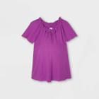 Maternity Short Sleeve Smocked Knit Top - Isabel Maternity By Ingrid & Isabel Purple