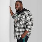 Adult Extended Size Woven Checked Hooded Button-down Shirt - Original Use Ivory