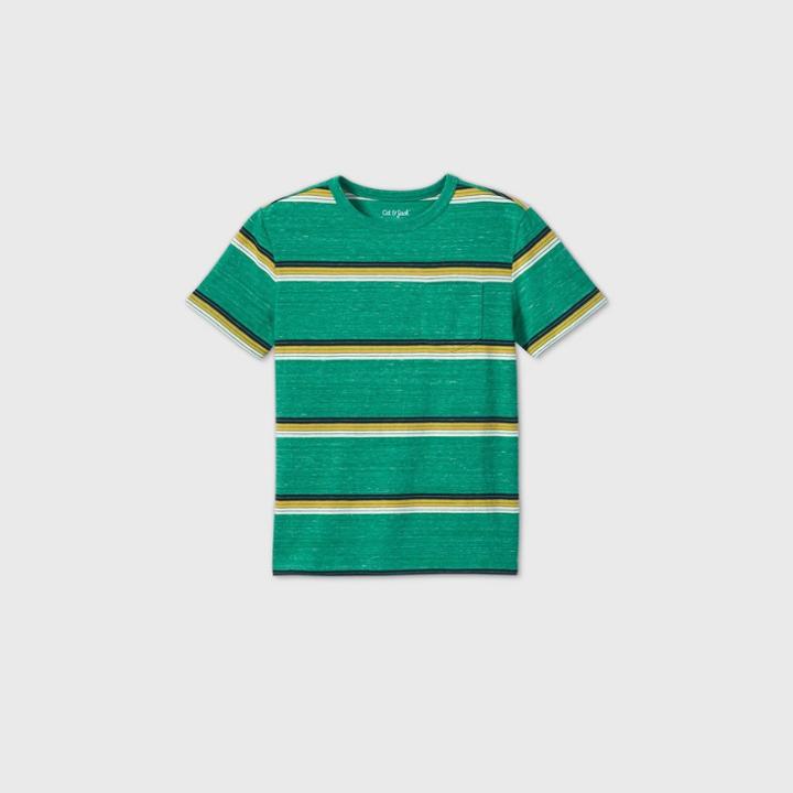 Boys' Striped Short Sleeve T-shirt - Cat & Jack Green/yellow