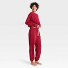 Women's Fleece Lounge Cropped Sweatshirt - Colsie Barn Red
