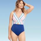 Women's Slimming Control Wrap-front One Piece Swimsuit - Beach Betty By Miracle Brands White