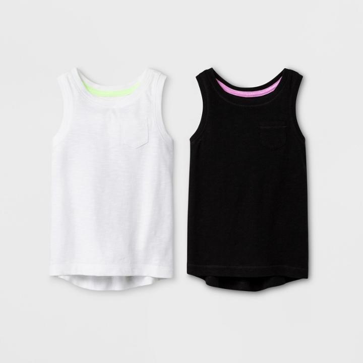 Toddler Girls' 2pk Tank Tops - Cat & Jack White/black