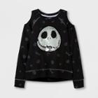 Disney Girls' Jack Skellington Cold Shoulder Long Sleeve T-shirt - Black