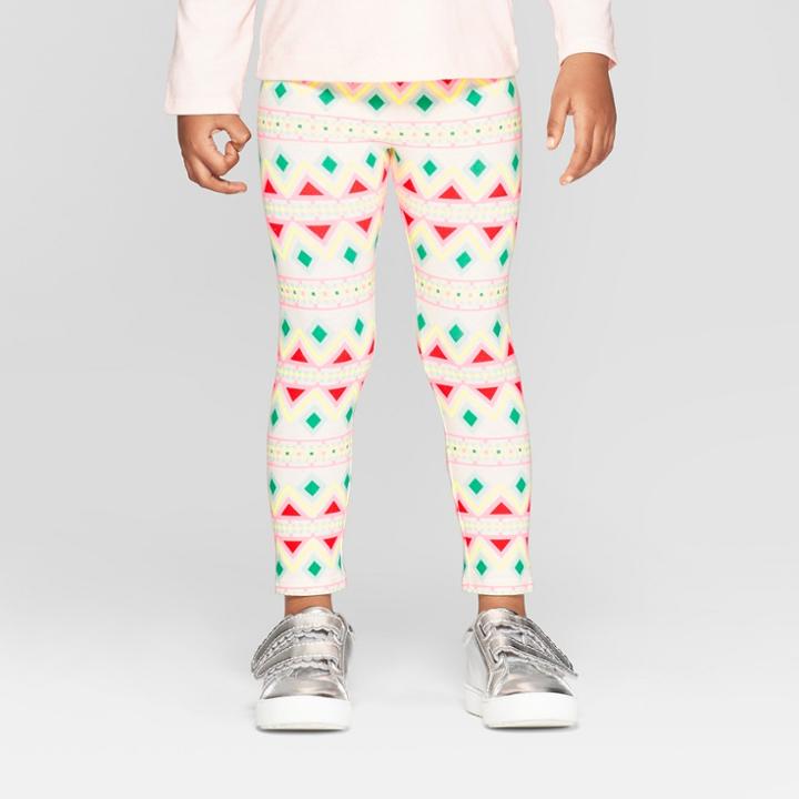 Toddler Girls' Fairisle Leggings - Cat & Jack Cream 12m, Girl's, White