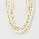 Target Women's Short Faux Pearl Multi Row Necklace - Gold/white