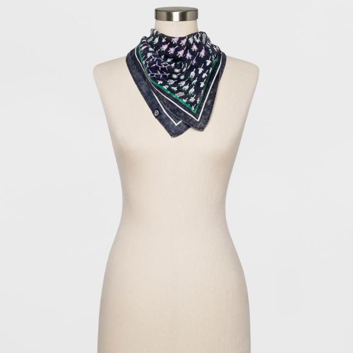 Women's Floral Patterned Bandana Handkerchief - Universal Thread Navy (blue)