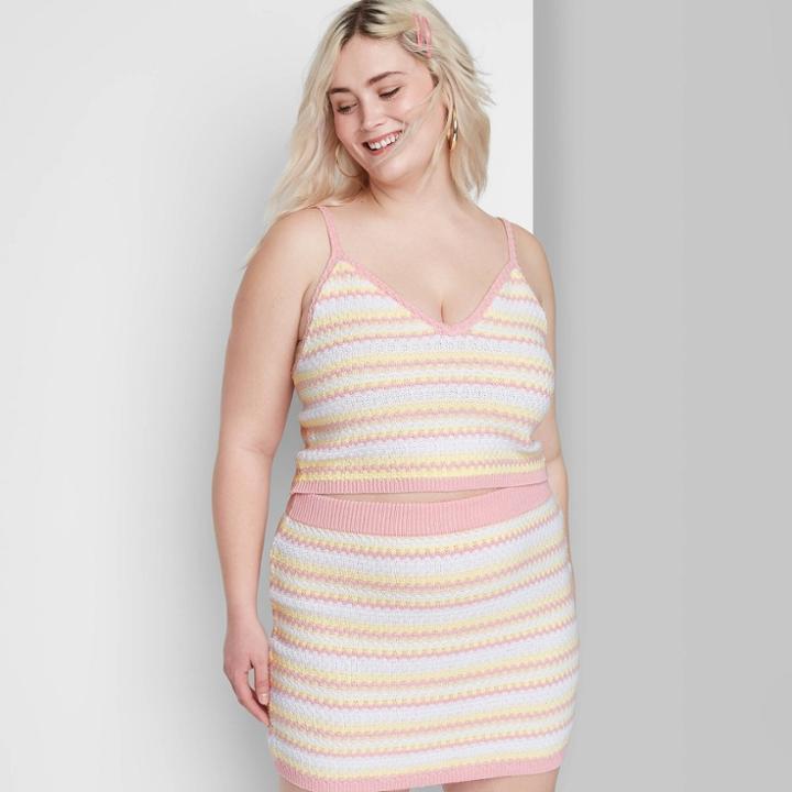 Women's Plus Size Crop Sweater Tank Top - Wild Fable Pink