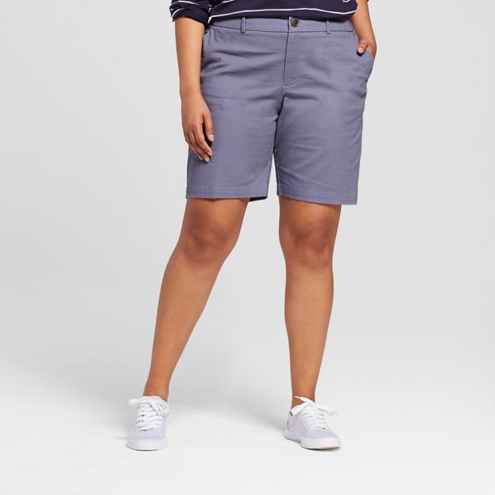 Women's Plus Size Bermuda Shorts - Ava & Viv Indigo (blue)