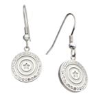 Women's Marvel Captain America Shield Stainless Steel Dangle Earrings With Clear Cz