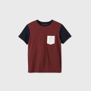 Men's Relaxed Fit Short Sleeve Color Block T-shirt - Original Use Cherry