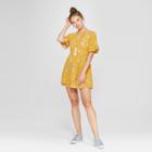 Women's Floral Print Ruffle Sleeve Wrap Dress - Lots Of Love By Speechless (juniors') Mustard