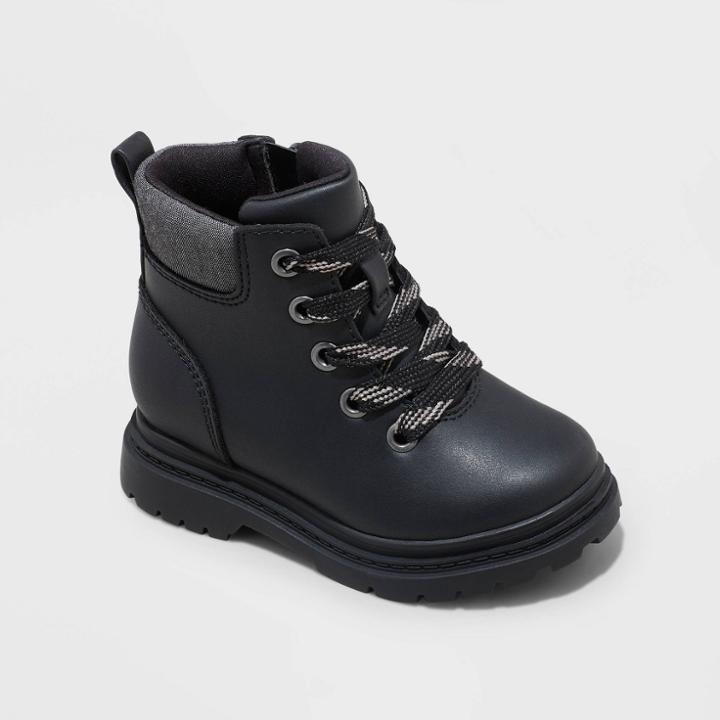Toddler Boys' Axel Zipper Slip-on Combat Boots - Cat & Jack Black