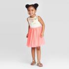 Toddler Girls' Unicorn Tulle Dress - Cat & Jack Coral 12m, Toddler Girl's, Pink