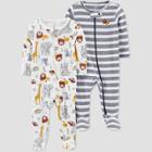 Baby Boys' 2pk Striped/safari Sleep N' Play - Just One You Made By Carter's White/blue