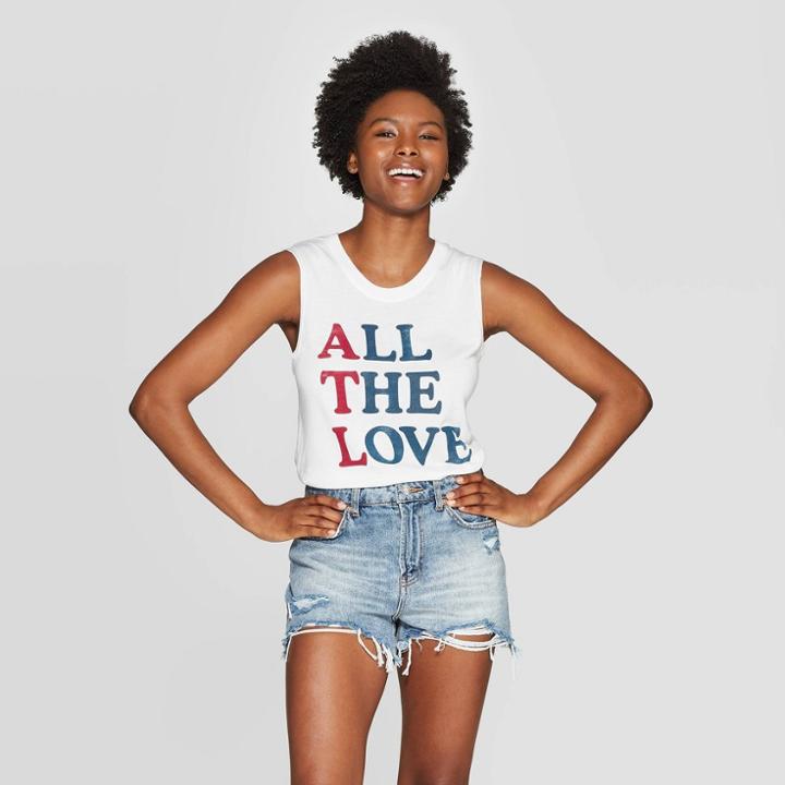 Women's Scoop Neck All The Love Tank Top - Awake White