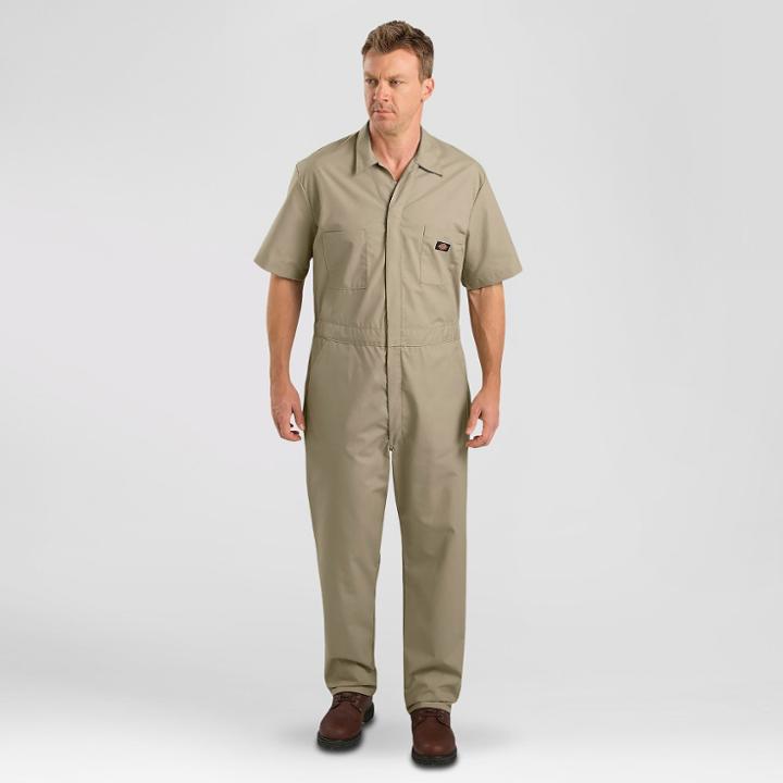 Petitedickies Men's Short Sleeve Coverall - Khaki M Short, Men's, Size: Medium