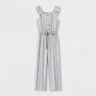Girls' Button-front Jumpsuit - Art Class Cream Stripe Xs, Ivory