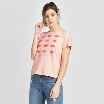 Doe. Women's Lips Short Sleeve T-shirt - Doe (juniors') - Blush Pink
