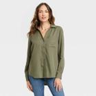 Women's Long Sleeve Button-down Shirt - Knox Rose Vine Green