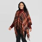 Women's Plus Woven Plaid Kimono Jacket - Universal Thread Rust One Size, Women's, Red