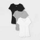Maternity Short Sleeve V-neck Side Shirred 3pk Bundle T-shirt - Isabel Maternity By Ingrid & Isabel Black/white/gray