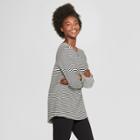 Women's Striped Long Sleeve Structured Knit Top - A New Day Cream/black (ivory/black)