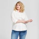 Women's Plus Size Long Sleeve Alamosa Poplin Shirt - Universal Thread White X