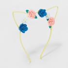 Toddler Girls' Metal Headband With Gg Wrap And Cat Ears With Flowers - Cat & Jack Yellow