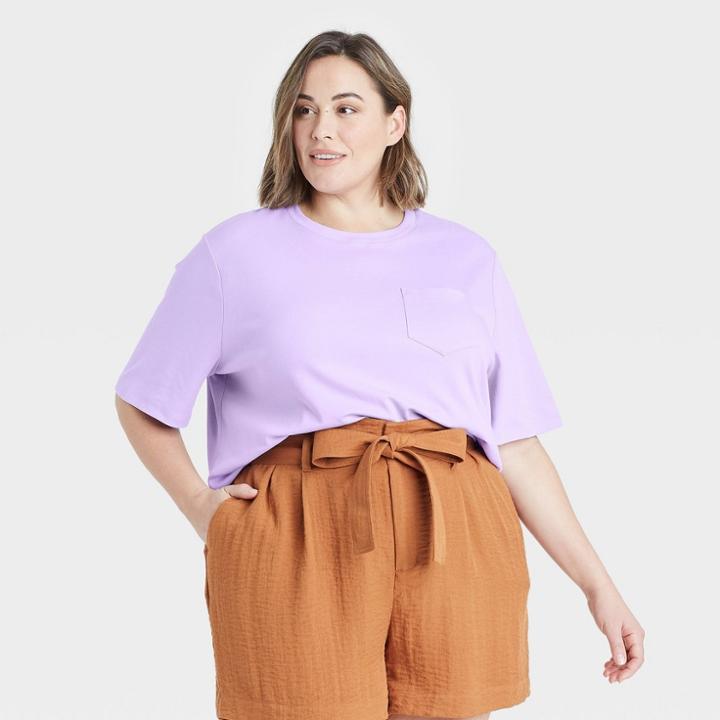 Women's Plus Size Short Sleeve T-shirt - A New Day Purple