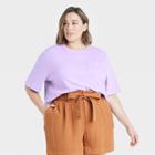 Women's Plus Size Short Sleeve T-shirt - A New Day Purple