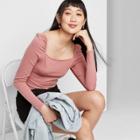 Women's Long Sleeve Square Neck Blouse - Wild Fable Rose Xs, Women's, Pink