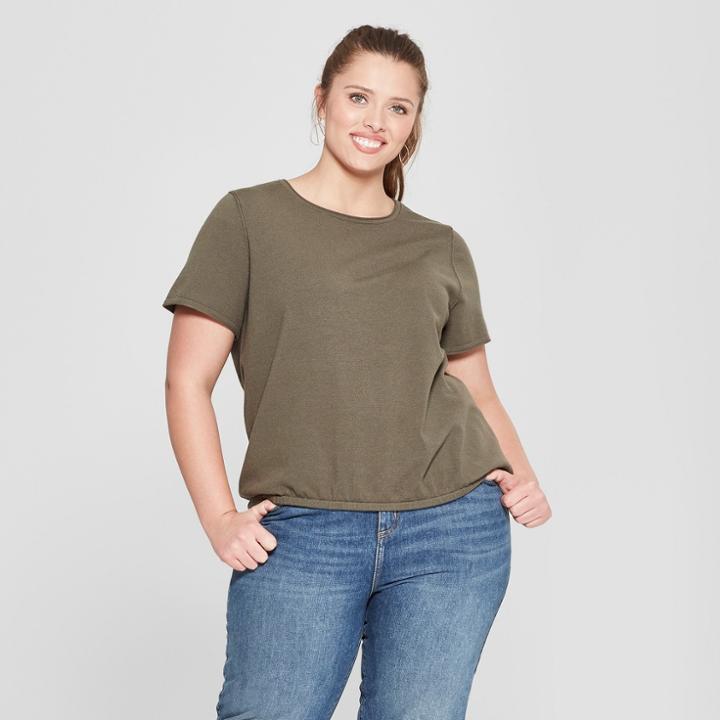 Women's Short Sleeve Sweater T-shirt - Universal Thread Olive X, Green