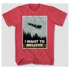 Mad Engine Men's Big & Tall Short Sleeve Holiday I Want To Believe T-shirt - Red Heather