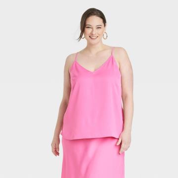 Women's Plus Size Matte Satin Essential Cami - A New Day Pink