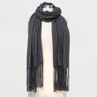 Women's Plaid Blanket Scarf - A New Day Black
