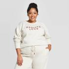 Women's Plus Size Embroidered Long Sleeve Crewneck Sweatshirt - Universal Thread Cream 2x, Size: