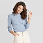 Women's Slim Fit Long Sleeve Crewneck T-shirt - Universal Thread Blue
