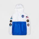 Men's Long Sleeve Nasa Hooded Pullover Anorak Jacket - White