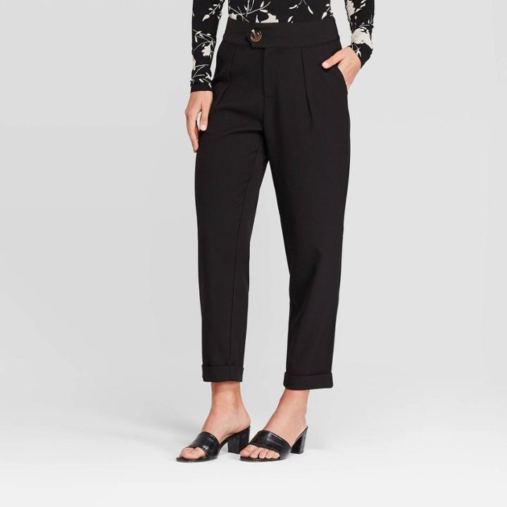 Women's Mid-rise Straight Leg Trouser - Who What Wear Black