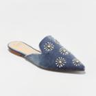 Women's Osmo Backless Velvet Embellished Mules - A New Day Blue