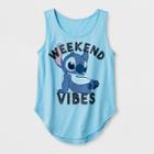 Girls' Disney Stitch 'weekend Vibes' Tank Top - Blue