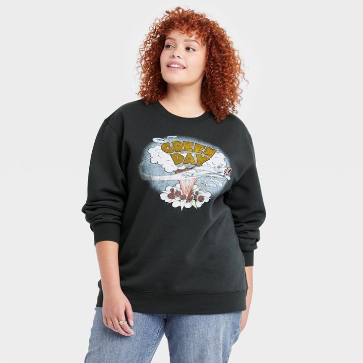 Women's Green Day Plus Size Graphic Sweatshirt - Black