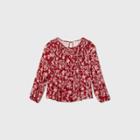 Women's Floral Print Long Sleeve Knit Top - Knox Rose Red